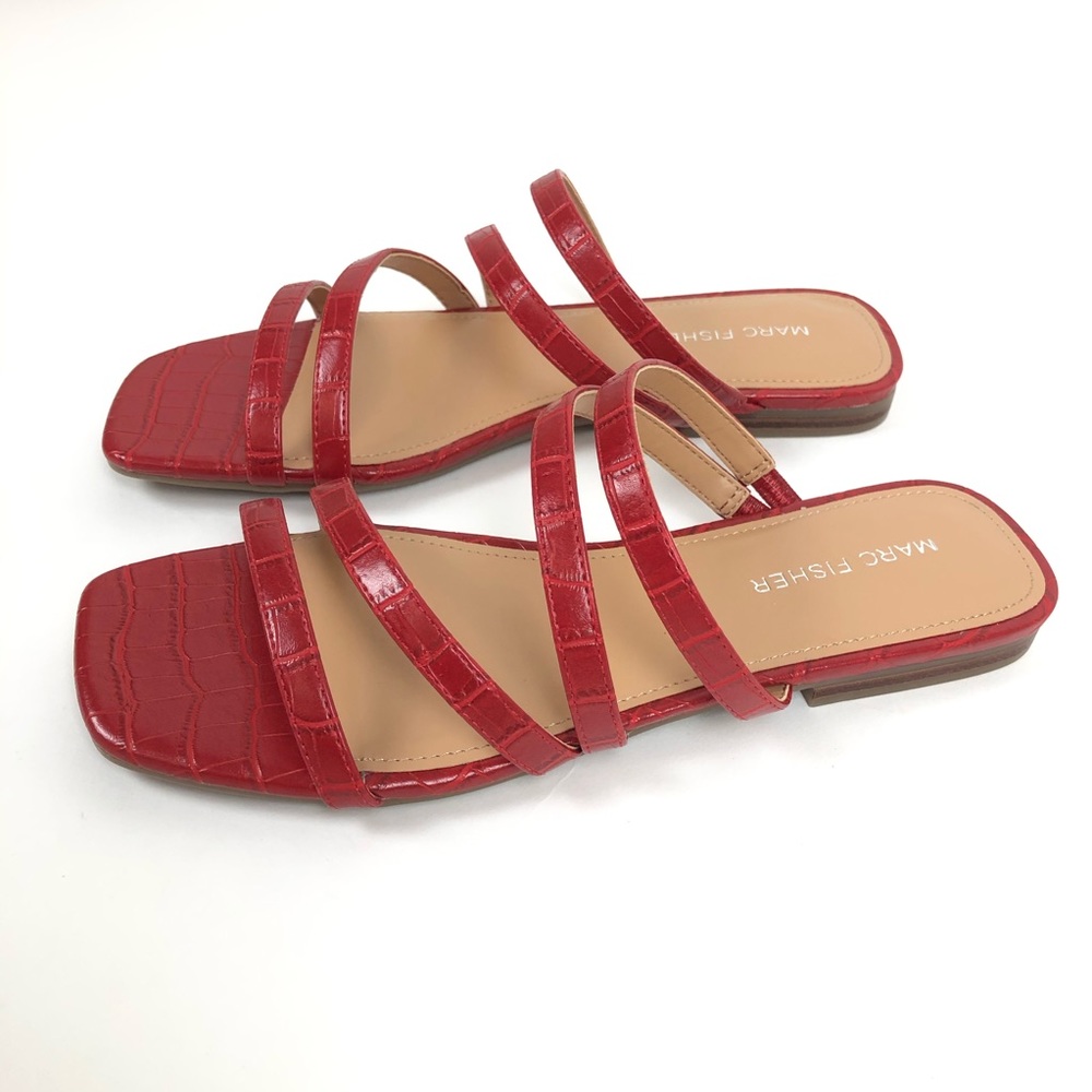 NWOT- Marc Fisher Strap Flat Sandals Red Sz 6.5
